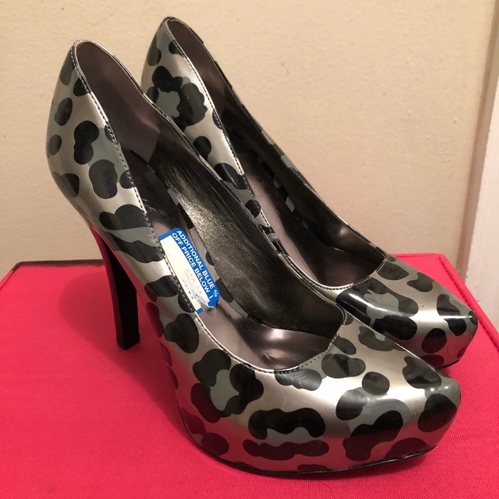 Black and grey heels